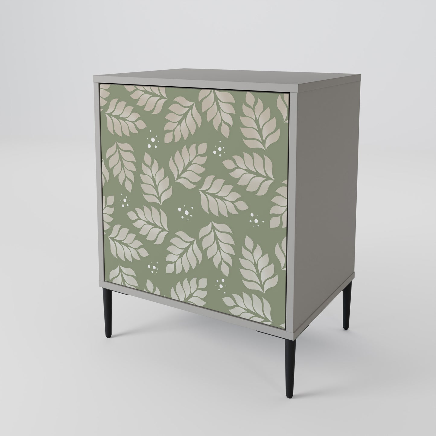 LEAVES ON GREEN 1-Door Sideboard in Grey Finish