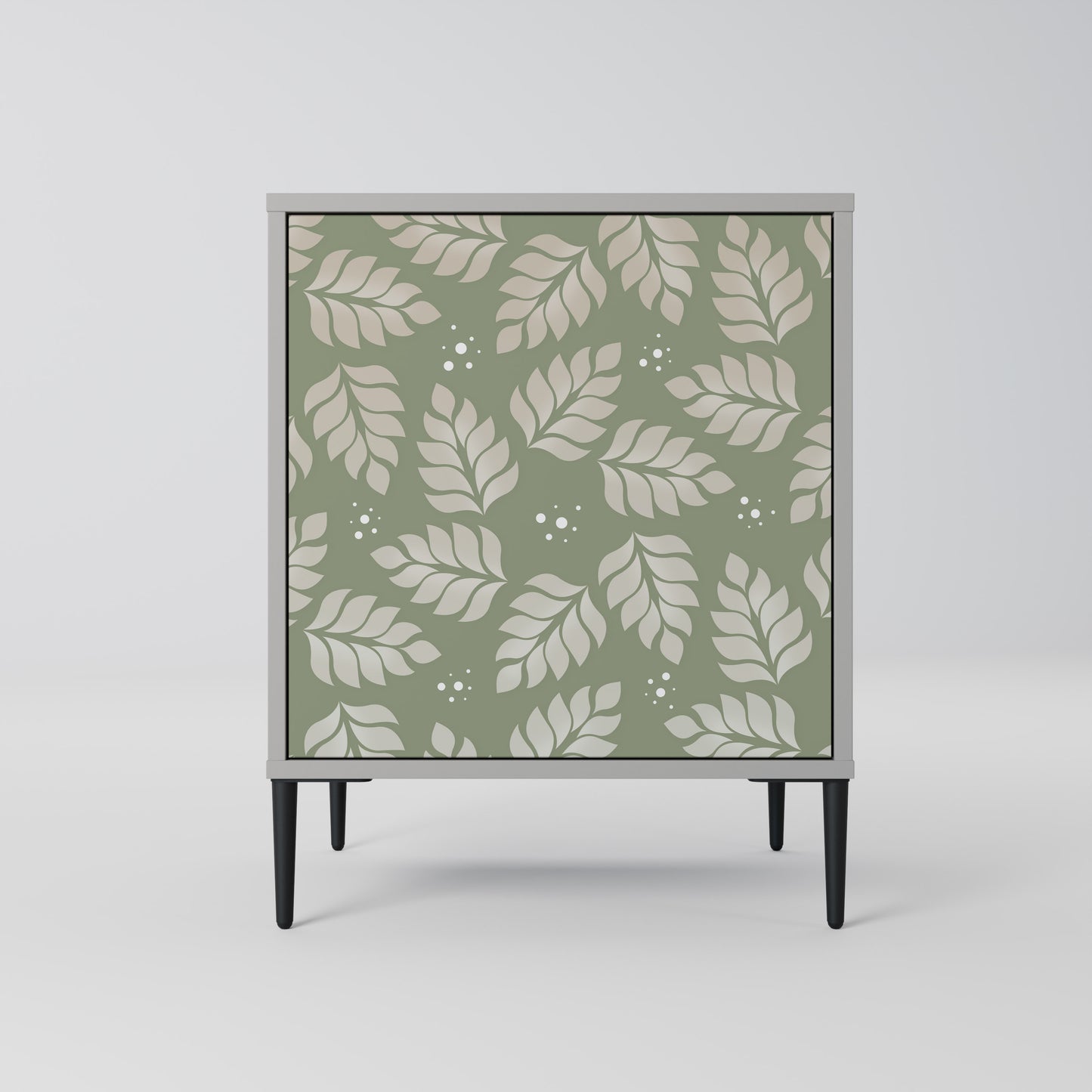 LEAVES ON GREEN 1-Door Sideboard in Grey Finish