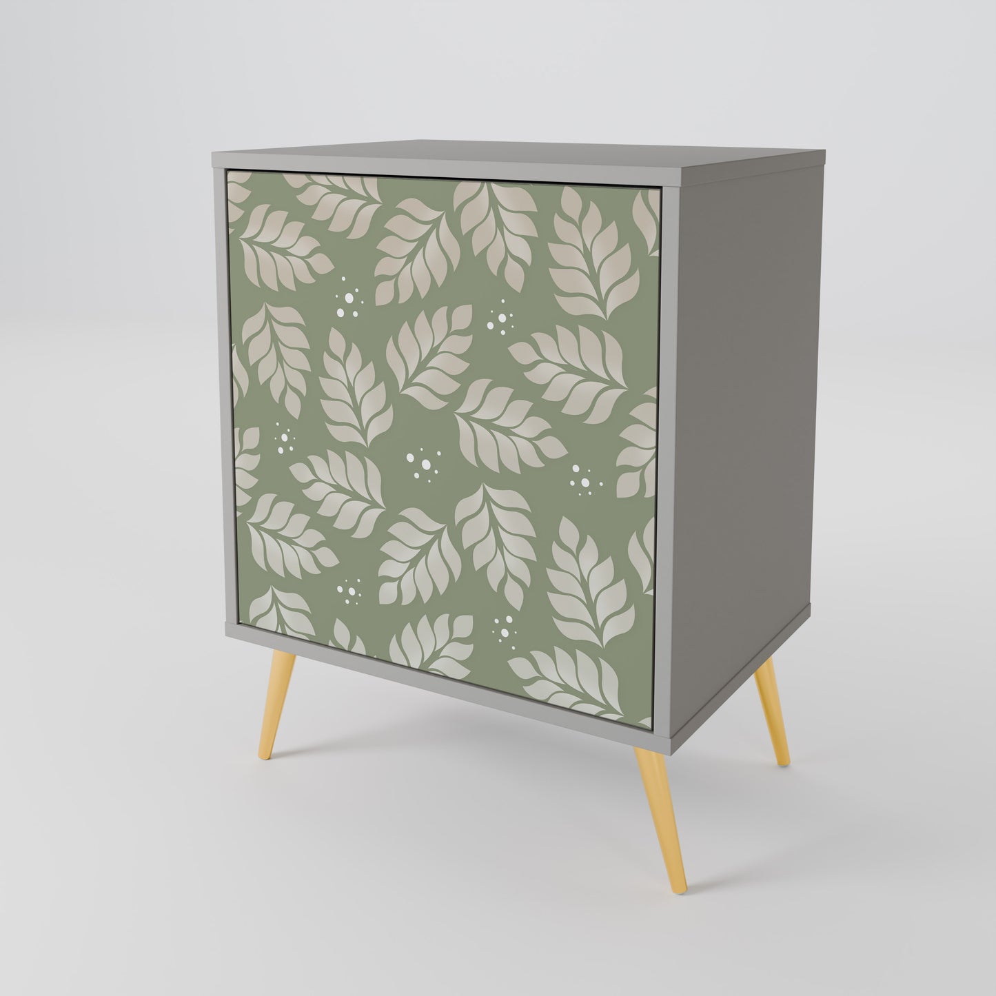 LEAVES ON GREEN 1-Door Sideboard in Grey Finish