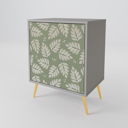 LEAVES ON GREEN 1-Door Sideboard in Grey Finish