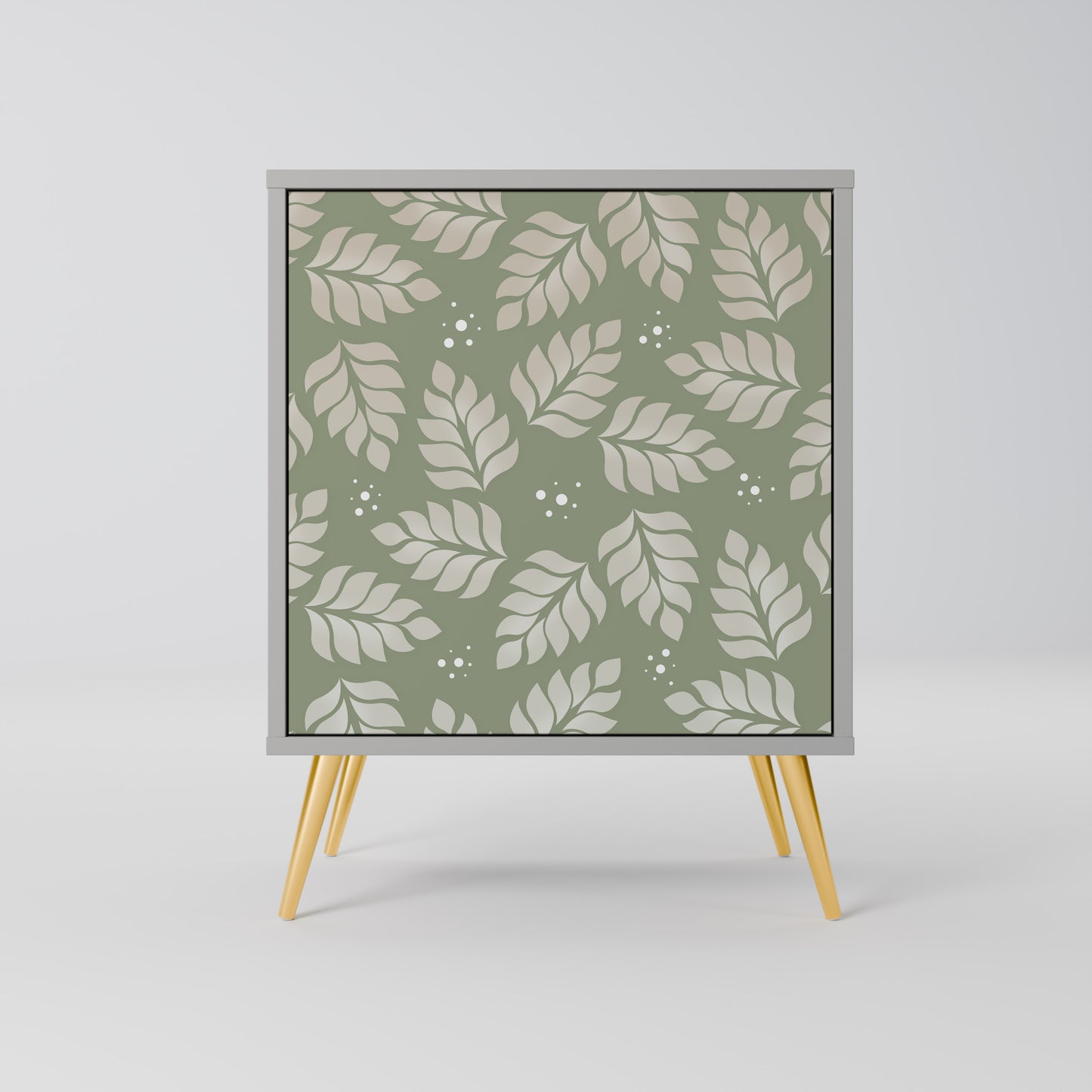 LEAVES ON GREEN 1-Door Sideboard in Grey Finish