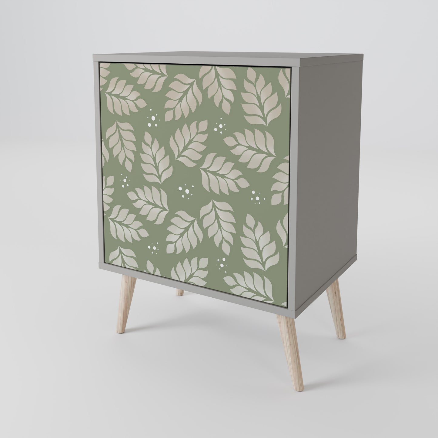LEAVES ON GREEN 1-Door Sideboard in Grey Finish