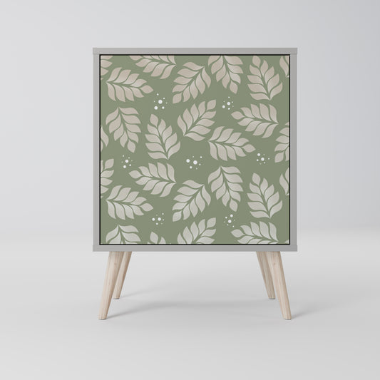 LEAVES ON GREEN 1-Door Sideboard in Grey Finish