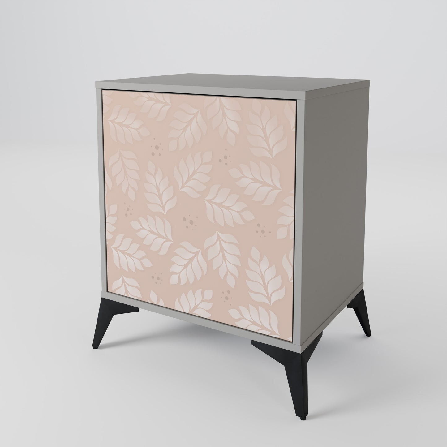 LEAVES ON BEIGE 1-Door Sideboard in Grey Finish