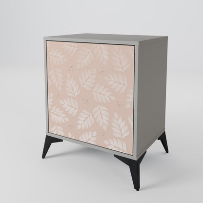 LEAVES ON BEIGE 1-Door Sideboard in Grey Finish
