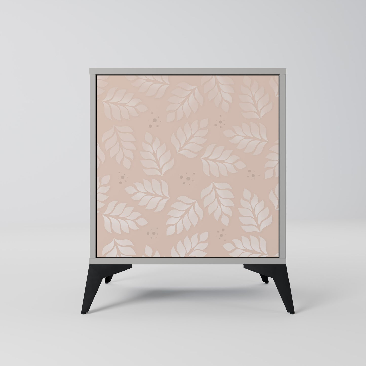 LEAVES ON BEIGE 1-Door Sideboard in Grey Finish