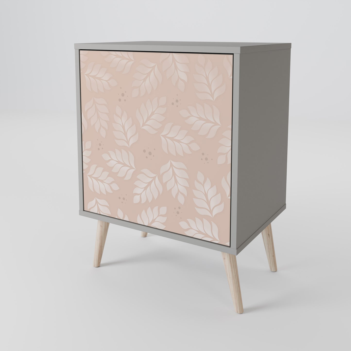 LEAVES ON BEIGE 1-Door Sideboard in Grey Finish