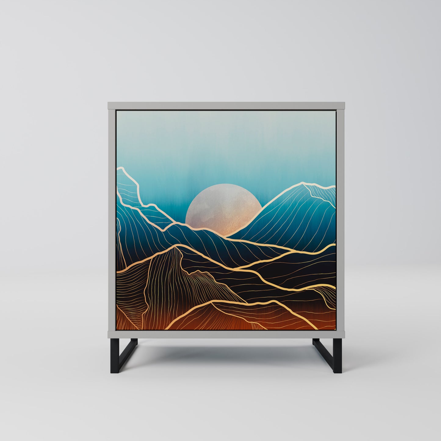 LUNAR SECRETS 1-Door Sideboard in Grey Finish