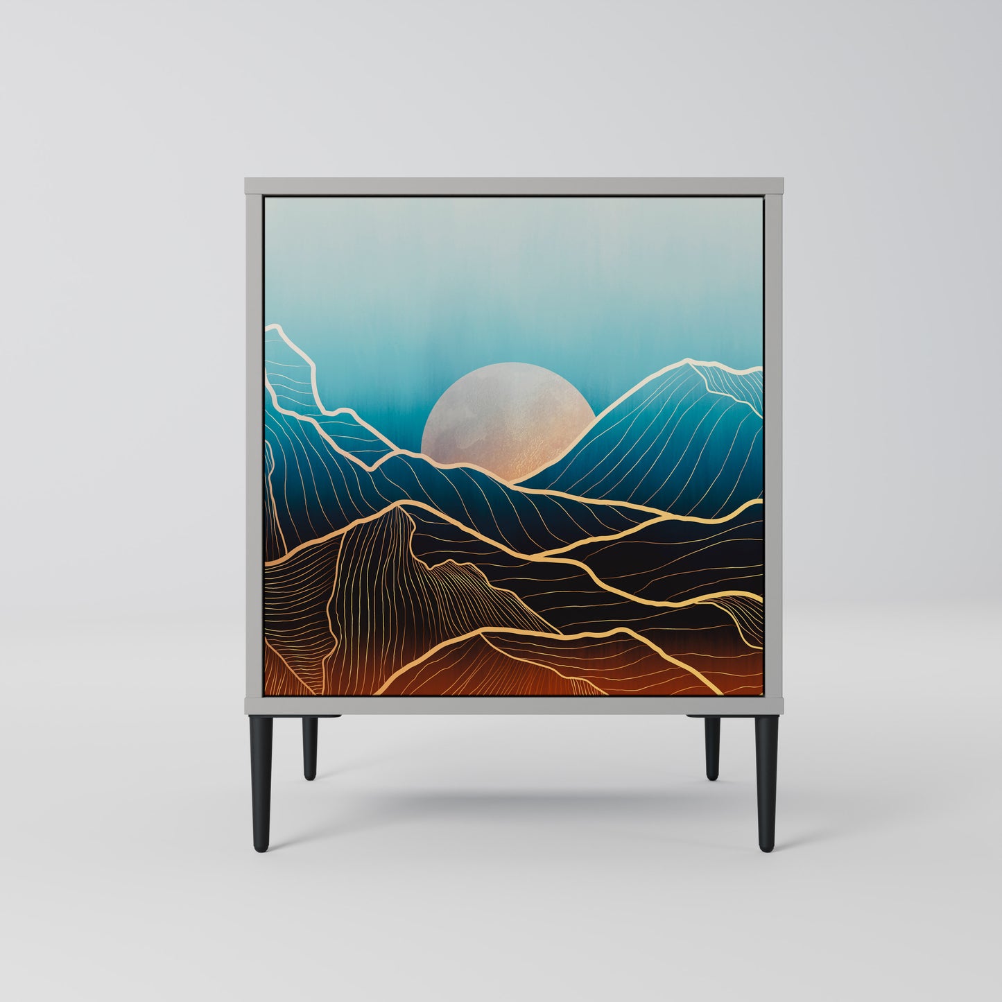 LUNAR SECRETS 1-Door Sideboard in Grey Finish