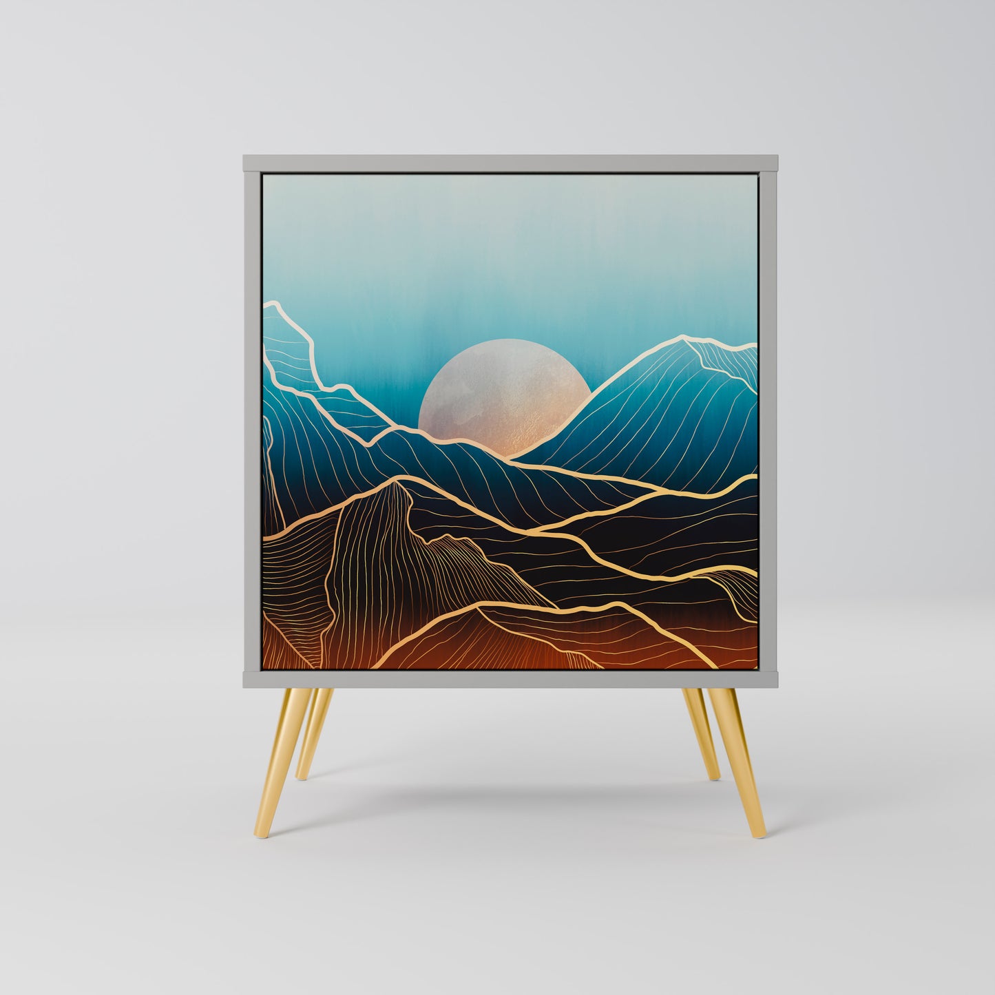 LUNAR SECRETS 1-Door Sideboard in Grey Finish