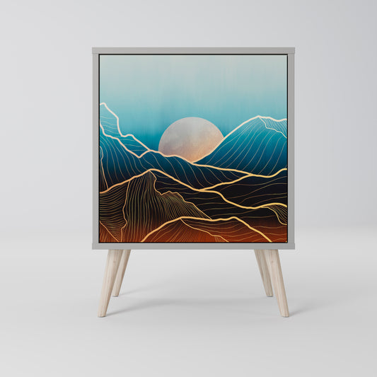 Credenza LUNAR SECRETS a 1 anta con finitura grigia