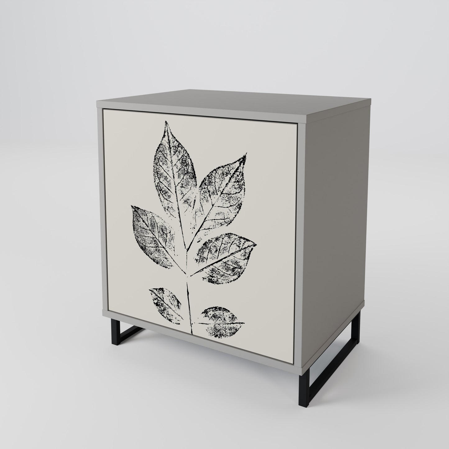 LEAFY STAMPS 1-Door Sideboard in Grey Finish
