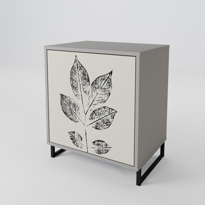 LEAFY STAMPS 1-Door Sideboard in Grey Finish