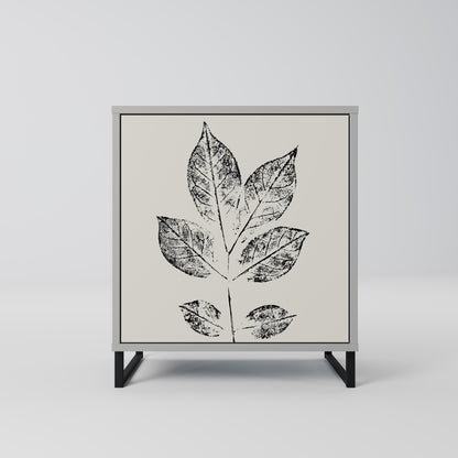 LEAFY STAMPS 1-Door Sideboard in Grey Finish