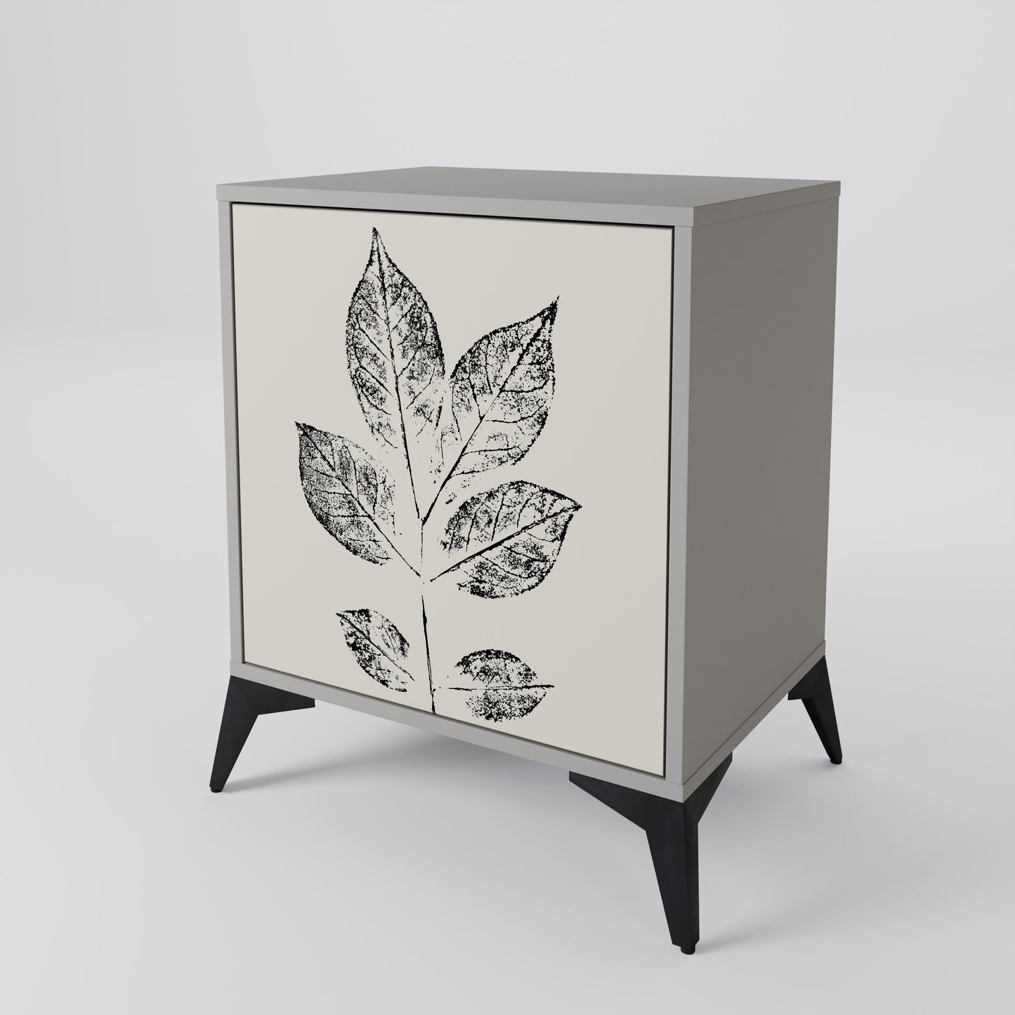 LEAFY STAMPS 1-Door Sideboard in Grey Finish