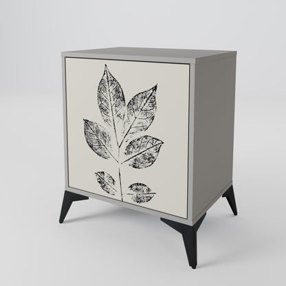 LEAFY STAMPS 1-Door Sideboard in Grey Finish