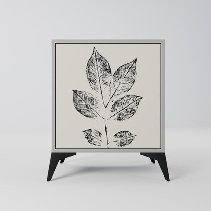 LEAFY STAMPS 1-Door Sideboard in Grey Finish