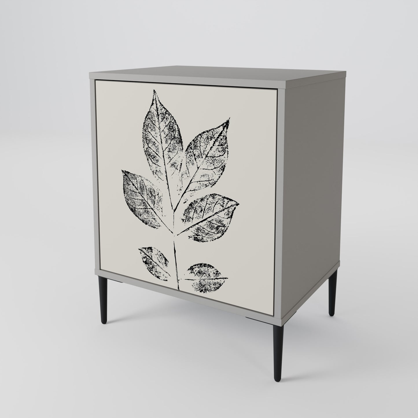 LEAFY STAMPS 1-Door Sideboard in Grey Finish