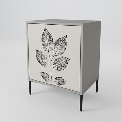 LEAFY STAMPS 1-Door Sideboard in Grey Finish