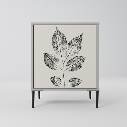 LEAFY STAMPS 1-Door Sideboard in Grey Finish