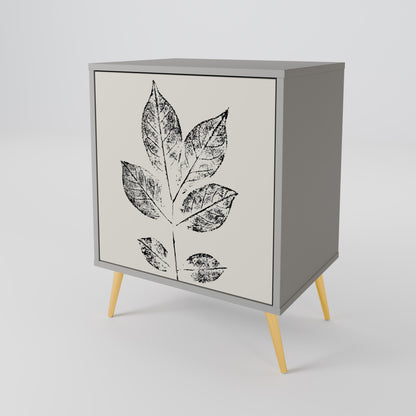 LEAFY STAMPS 1-Door Sideboard in Grey Finish