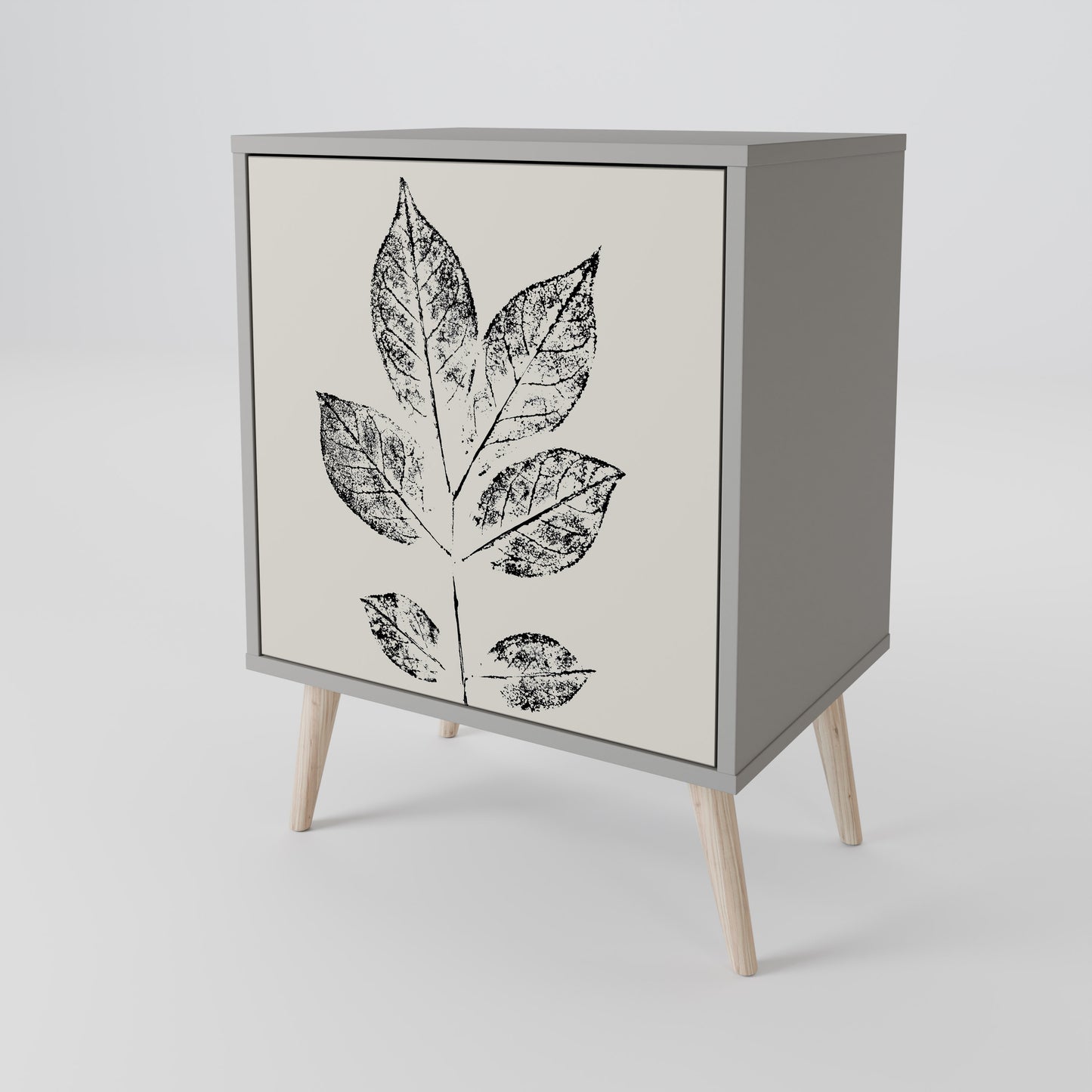 LEAFY STAMPS 1-Door Sideboard in Grey Finish