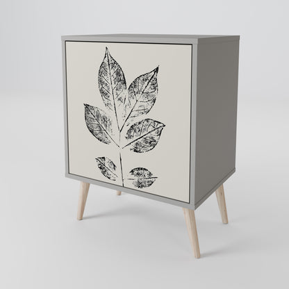 LEAFY STAMPS 1-Door Sideboard in Grey Finish