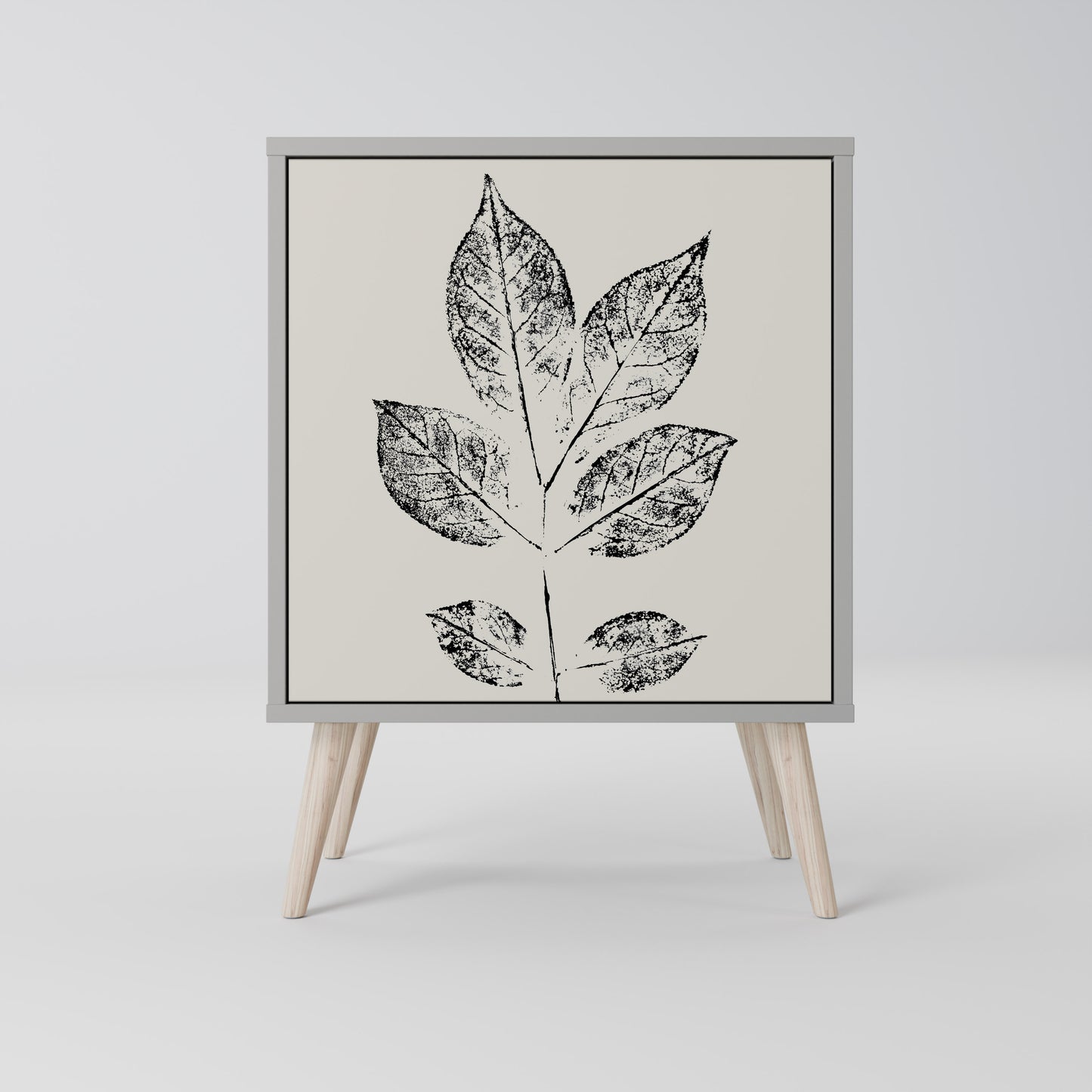 LEAFY STAMPS 1-Door Sideboard in Grey Finish