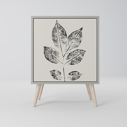 LEAFY STAMPS 1-Door Sideboard in Grey Finish