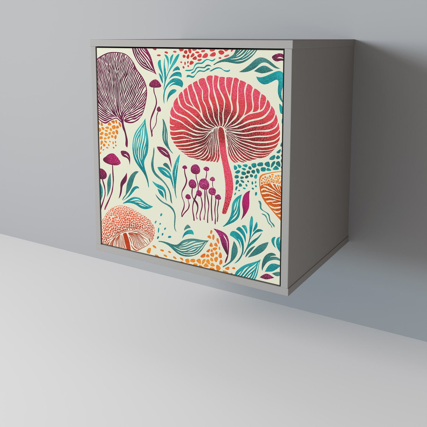 Credenza FUNGUS FANTASY a 1 anta con finitura grigia