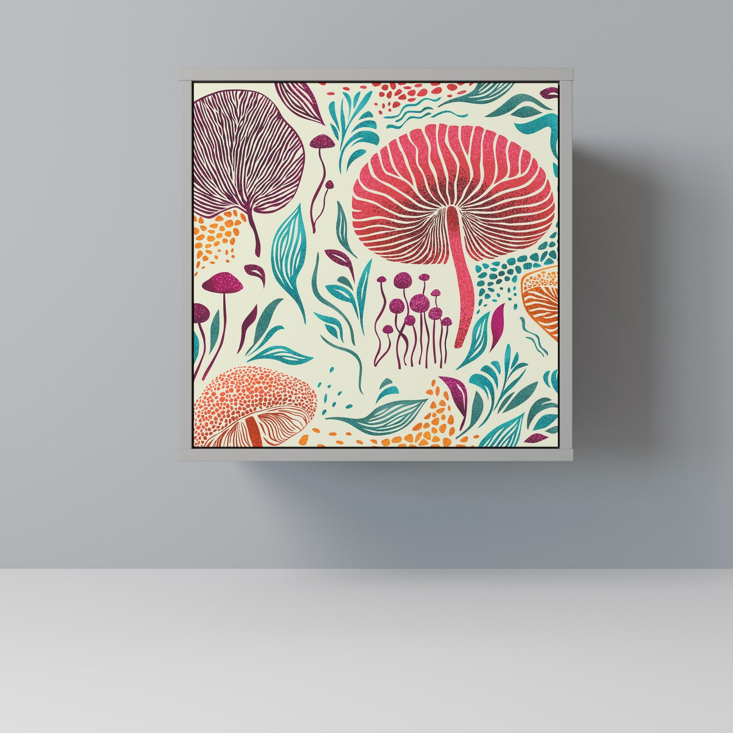 Credenza FUNGUS FANTASY a 1 anta con finitura grigia