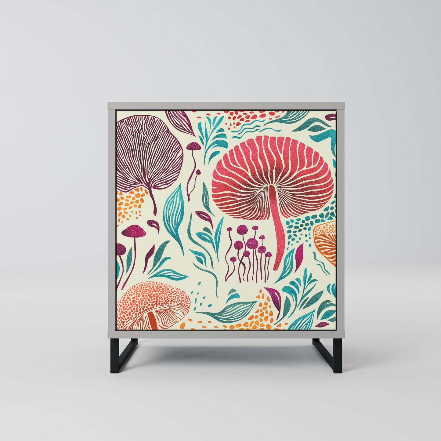 Credenza FUNGUS FANTASY a 1 anta con finitura grigia