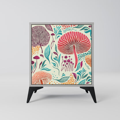 FUNGUS FANTASY 1-Door Sideboard in Grey Finish