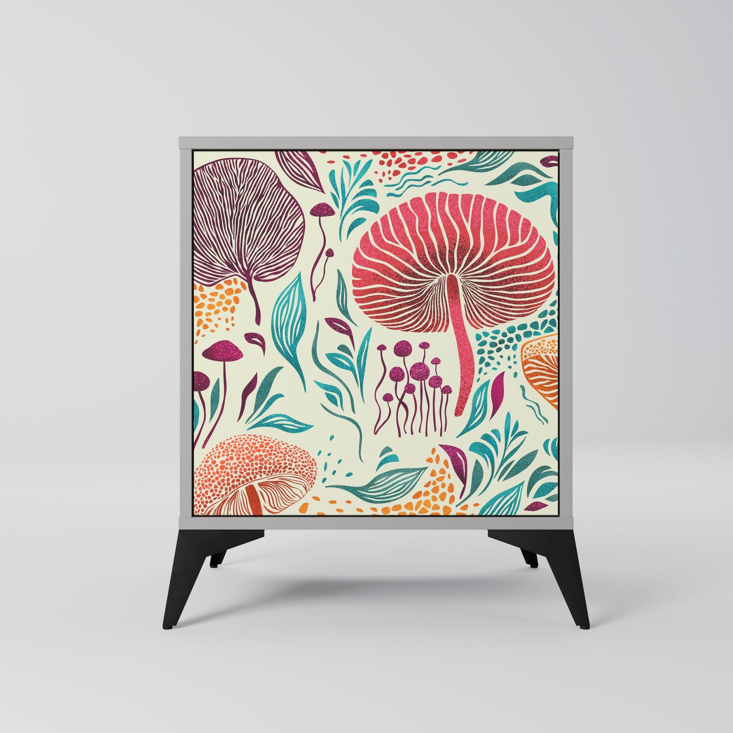 Credenza FUNGUS FANTASY a 1 anta con finitura grigia