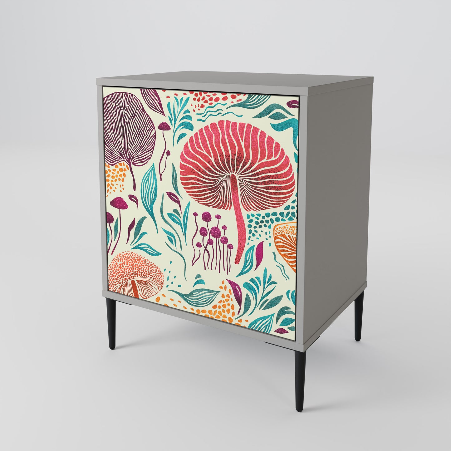 Credenza FUNGUS FANTASY a 1 anta con finitura grigia
