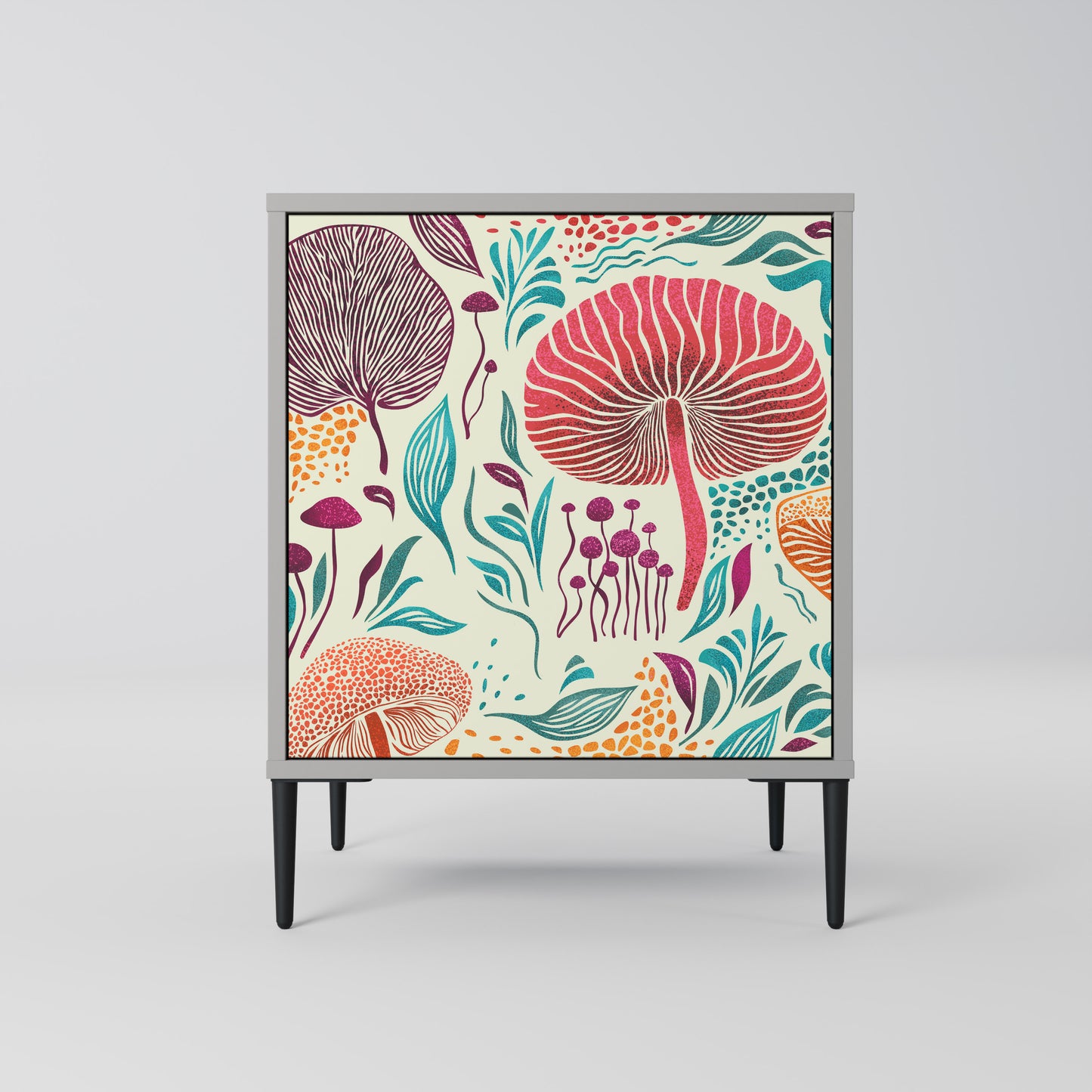 Credenza FUNGUS FANTASY a 1 anta con finitura grigia