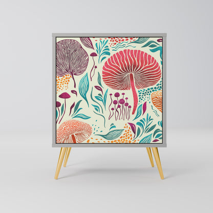 Credenza FUNGUS FANTASY a 1 anta con finitura grigia