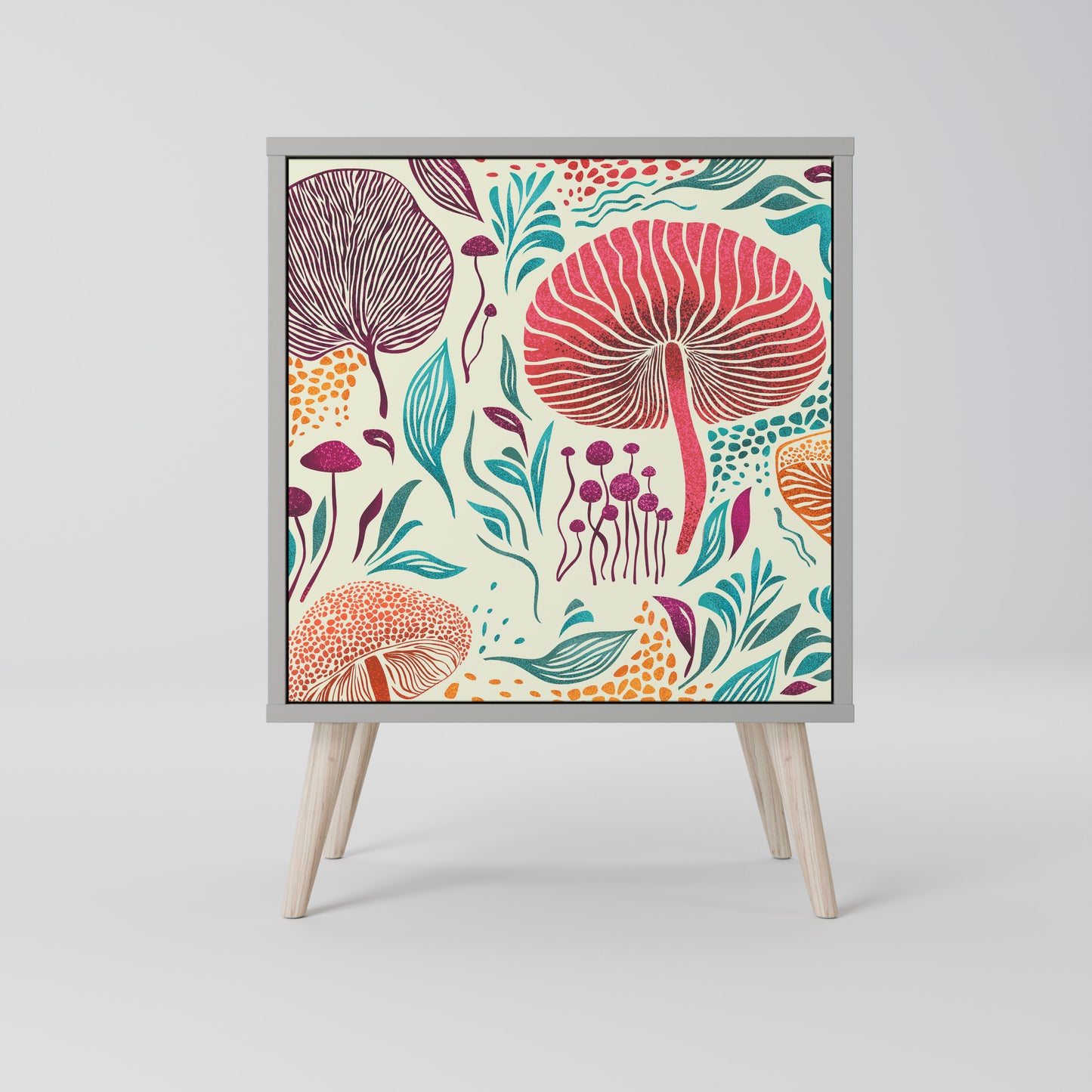 Credenza FUNGUS FANTASY a 1 anta con finitura grigia