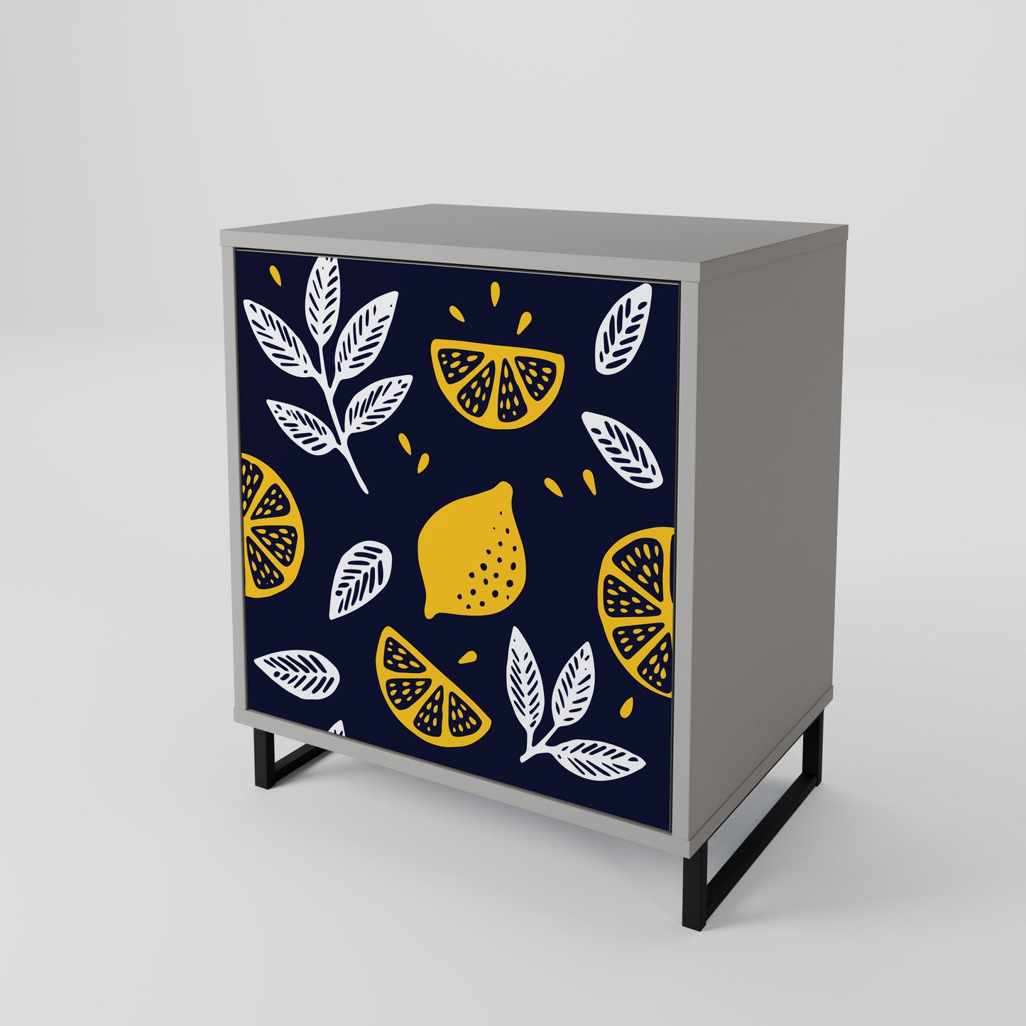 CITRUS BLACK AND WHITE 1-Door Sideboard in Grey Finish
