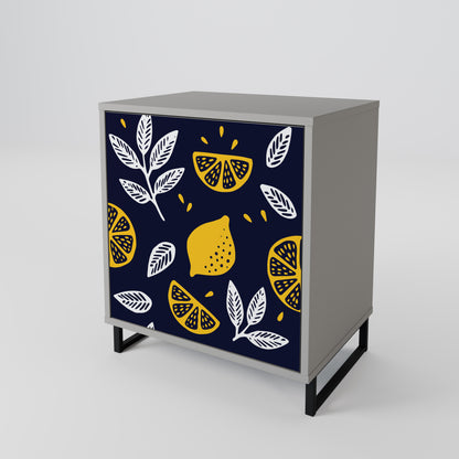 CITRUS BLACK AND WHITE 1-Door Sideboard in Grey Finish