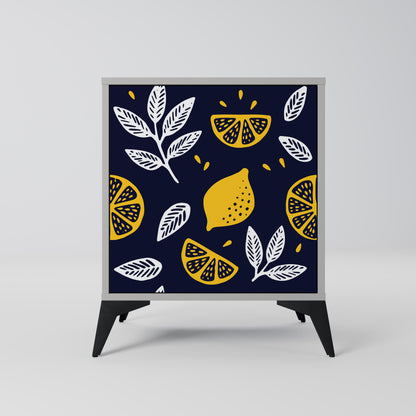 CITRUS BLACK AND WHITE 1-Door Sideboard in Grey Finish