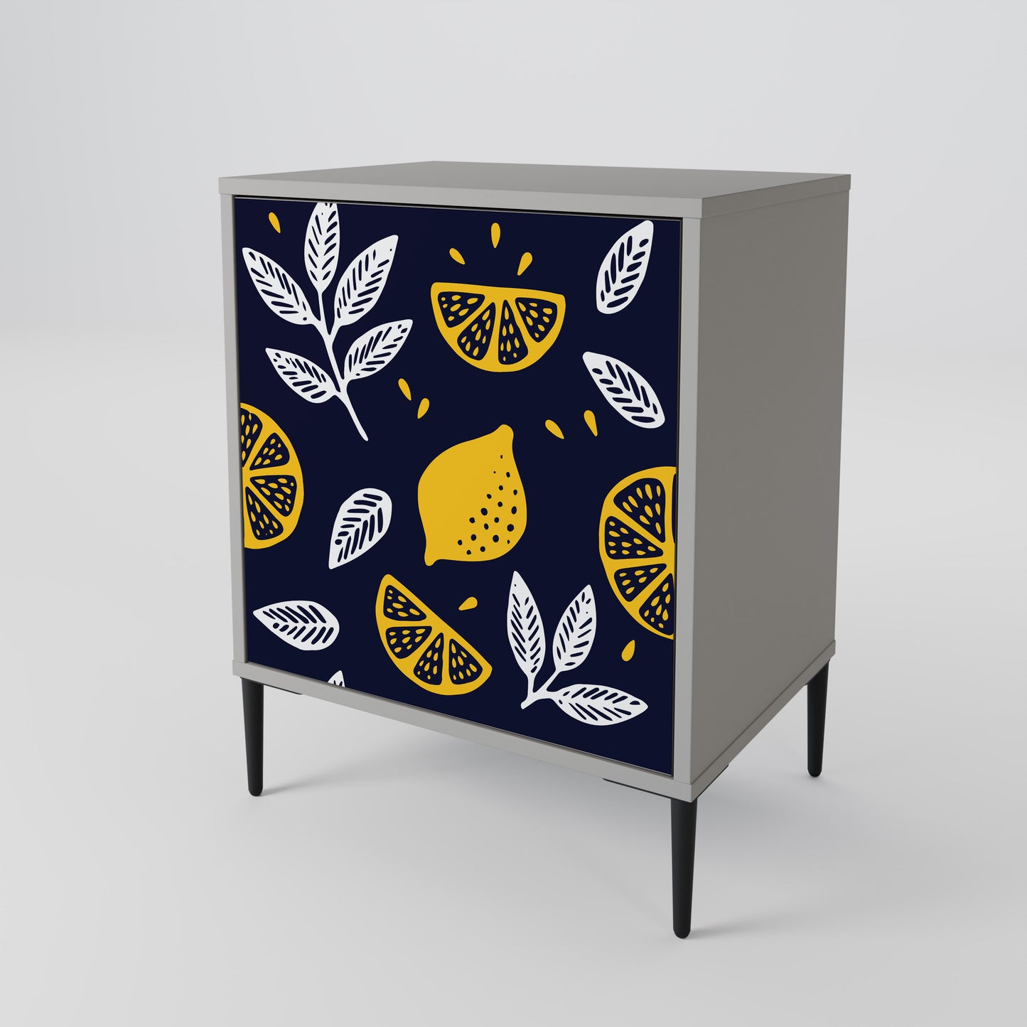 CITRUS BLACK AND WHITE 1-Door Sideboard in Grey Finish