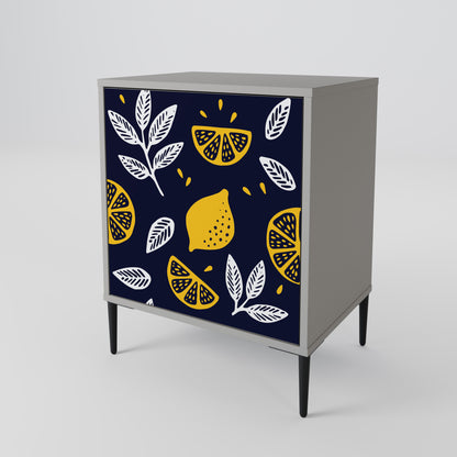 CITRUS BLACK AND WHITE 1-Door Sideboard in Grey Finish