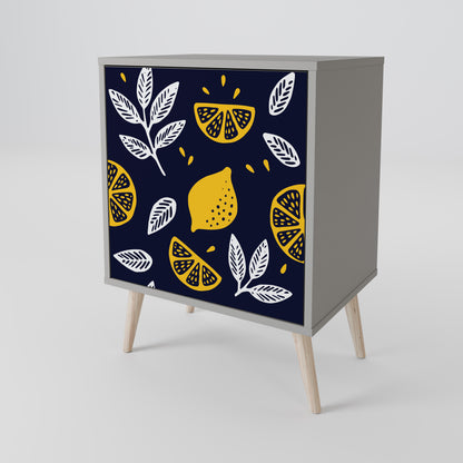 CITRUS BLACK AND WHITE 1-Door Sideboard in Grey Finish