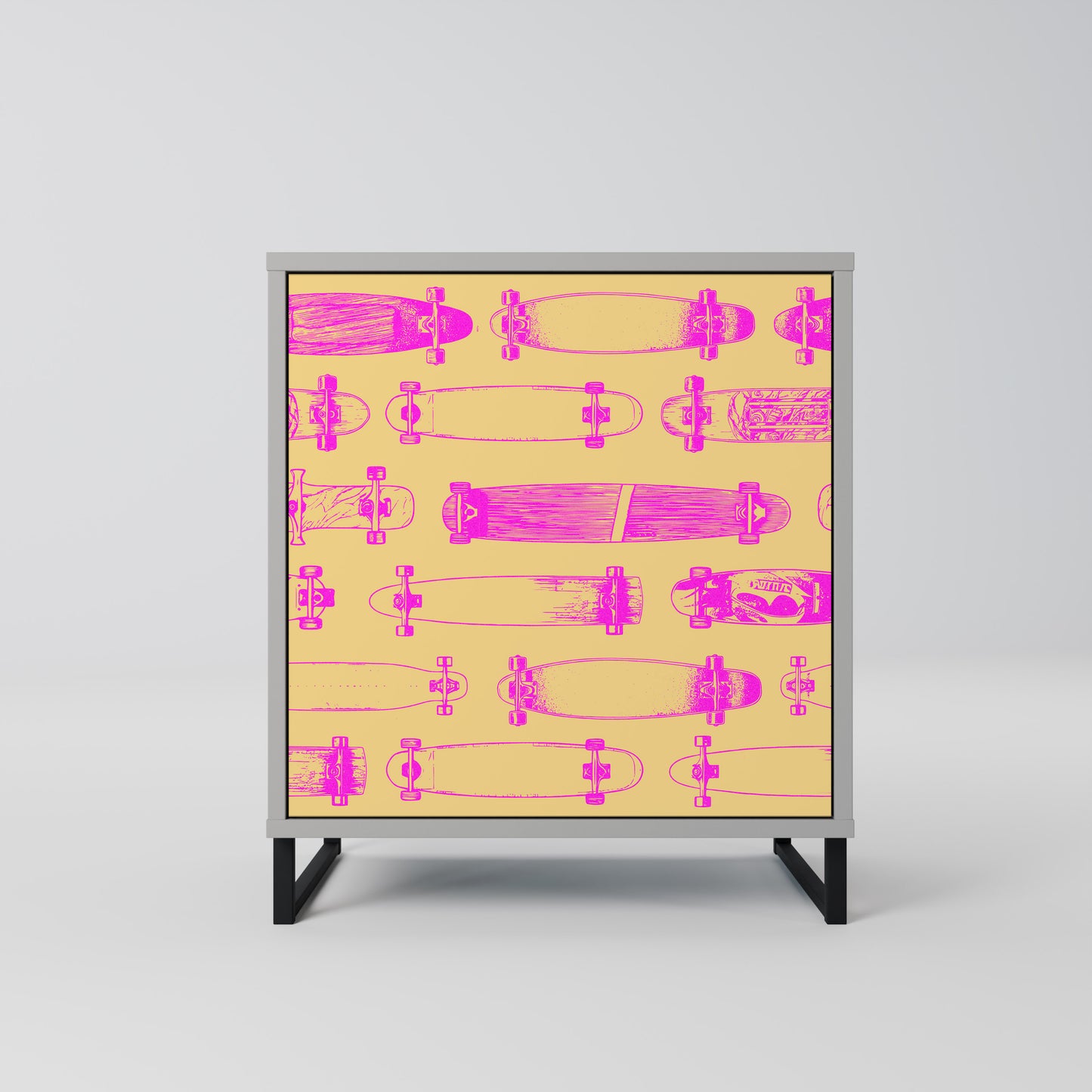 Credenza SKATEBOARD ARTISTRY a 1 anta con finitura grigia