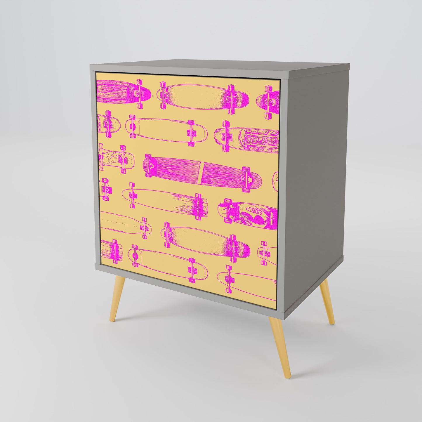 Credenza SKATEBOARD ARTISTRY a 1 anta con finitura grigia