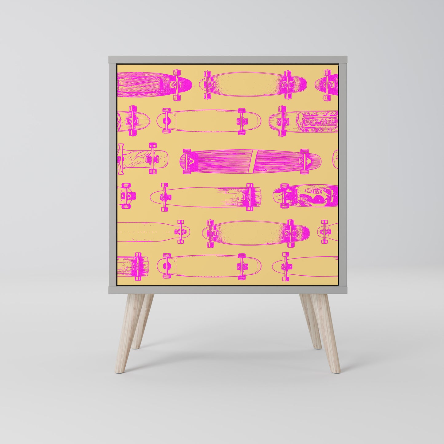 Credenza SKATEBOARD ARTISTRY a 1 anta con finitura grigia