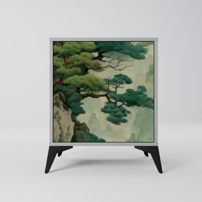 Credenza VERDURE ABYSS a 1 anta con finitura grigia