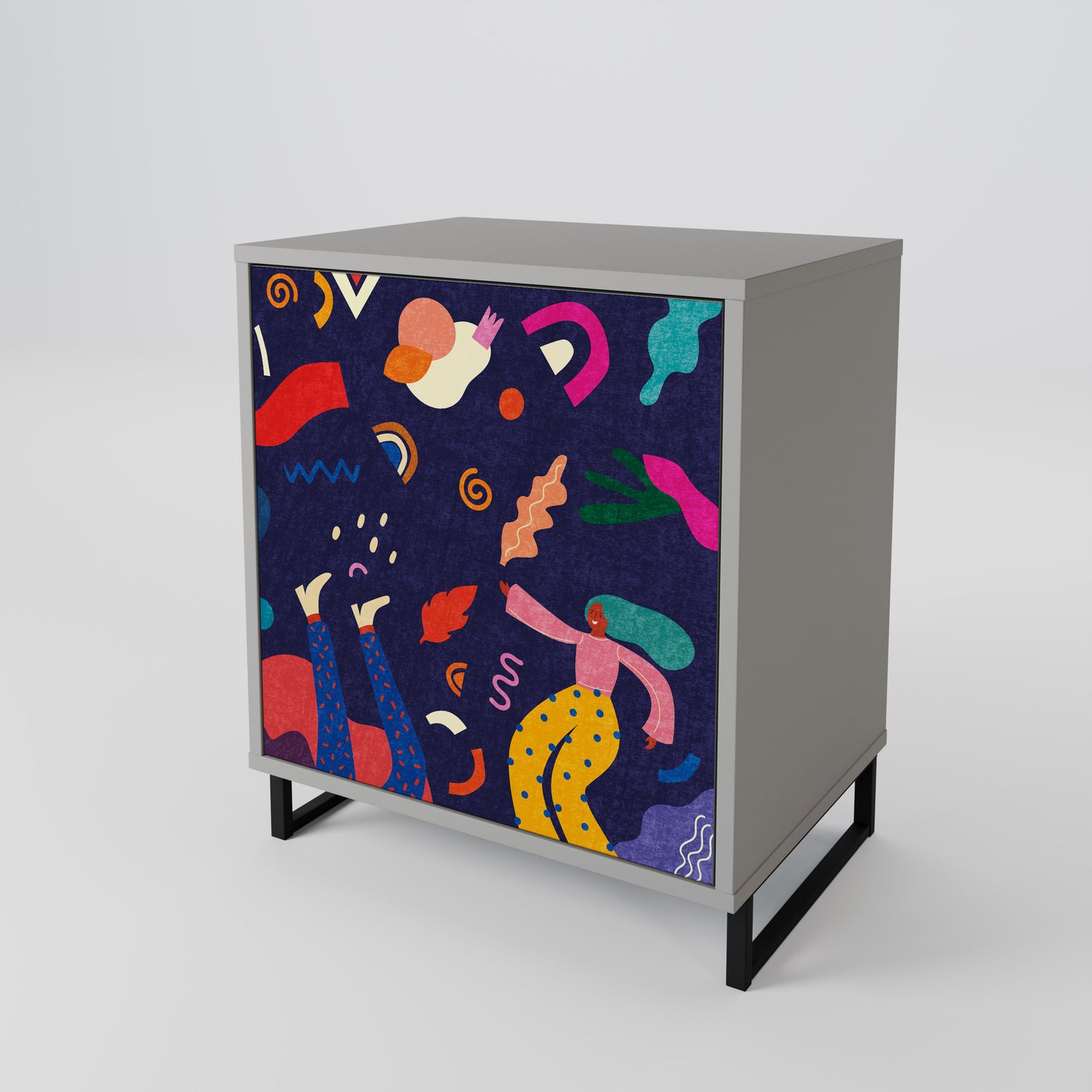 FESTIVE PLEASURES Credenza a 1 anta con finitura grigia