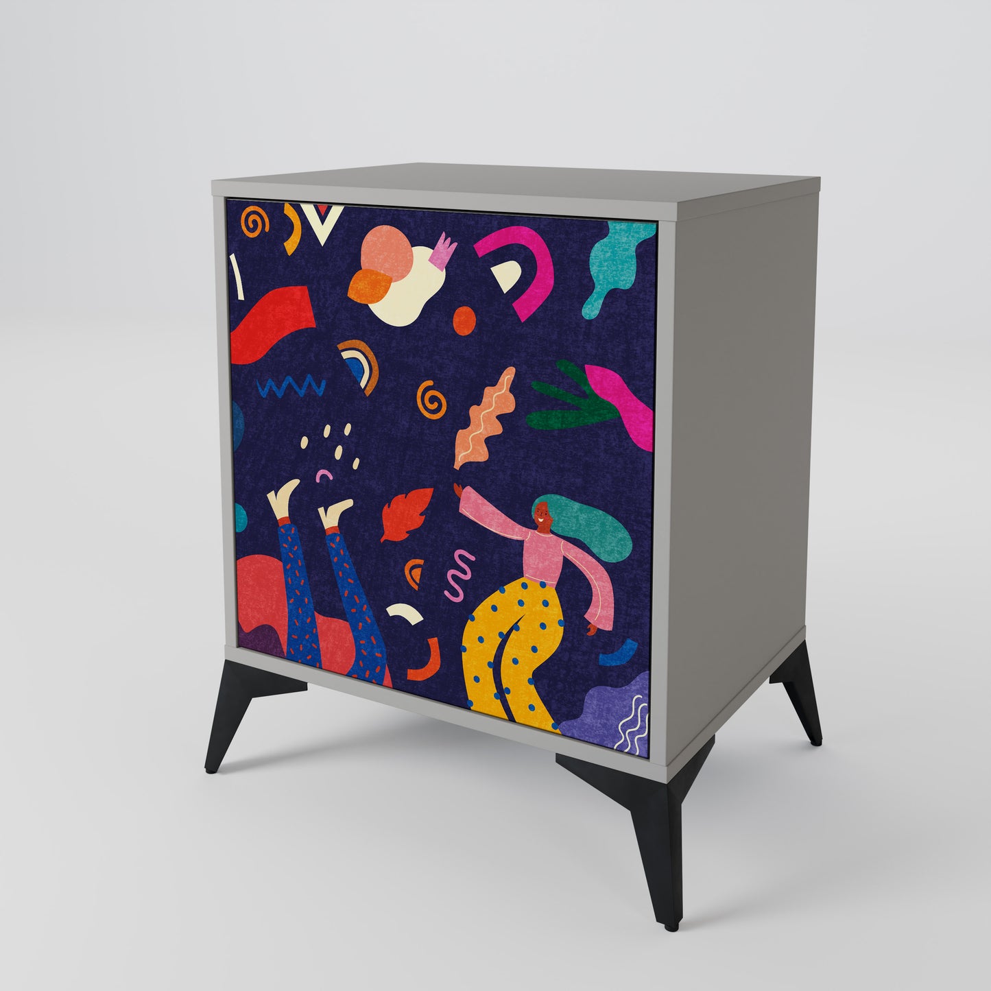 FESTIVE PLEASURES Credenza a 1 anta con finitura grigia